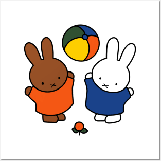 Miffy playing with friend. Posters and Art